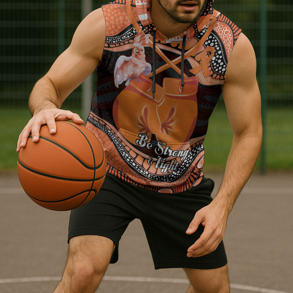 Personalised Australia Leukemia Support Sleeveless Hoodie Aussie Cockatoo Fight Boxing Gloves Aboriginal Art