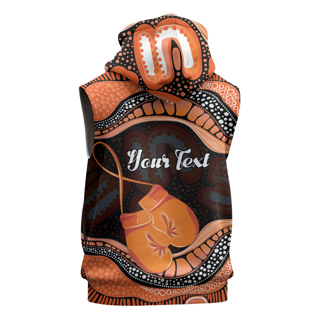Personalised Australia Leukemia Support Sleeveless Zip Hoodie Aussie Cockatoo Fight Boxing Gloves Aboriginal Art