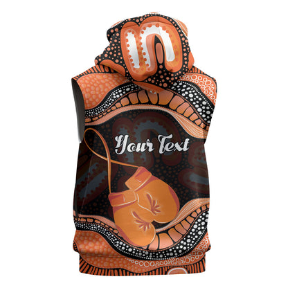 Personalised Australia Leukemia Support Sleeveless Zip Hoodie Aussie Cockatoo Fight Boxing Gloves Aboriginal Art