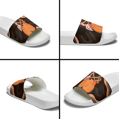 Australia Leukemia Support Slide Sandals Aussie Cockatoo Fight Boxing Gloves Aboriginal Art
