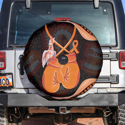 Australia Leukemia Support Spare Tire Cover Aussie Cockatoo Fight Boxing Gloves Aboriginal Art