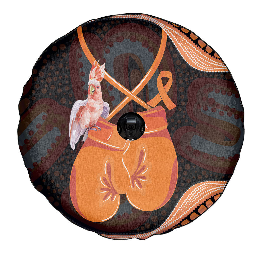 Australia Leukemia Support Spare Tire Cover Aussie Cockatoo Fight Boxing Gloves Aboriginal Art