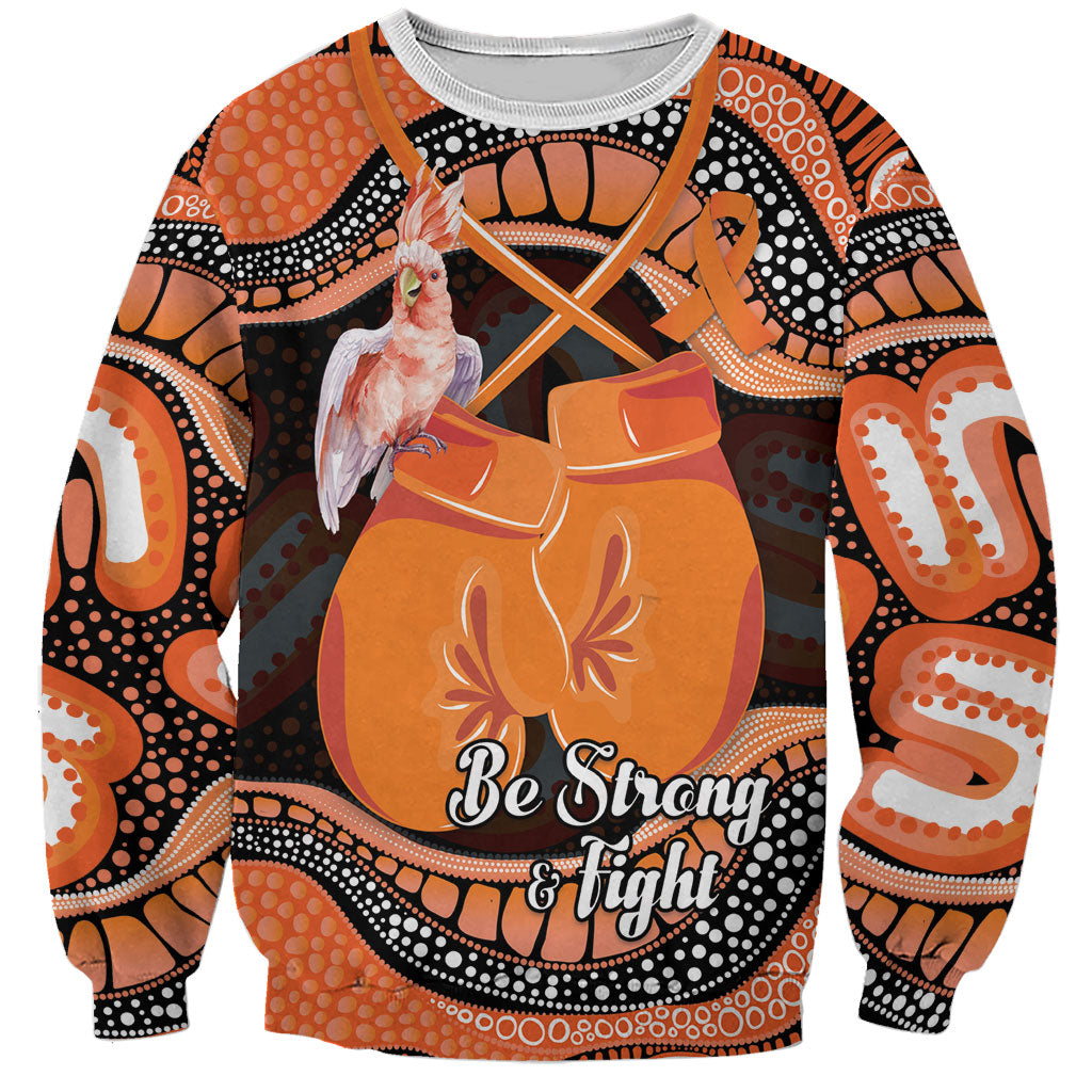 Personalised Australia Leukemia Support Sweatshirt Aussie Cockatoo Fight Boxing Gloves Aboriginal Art