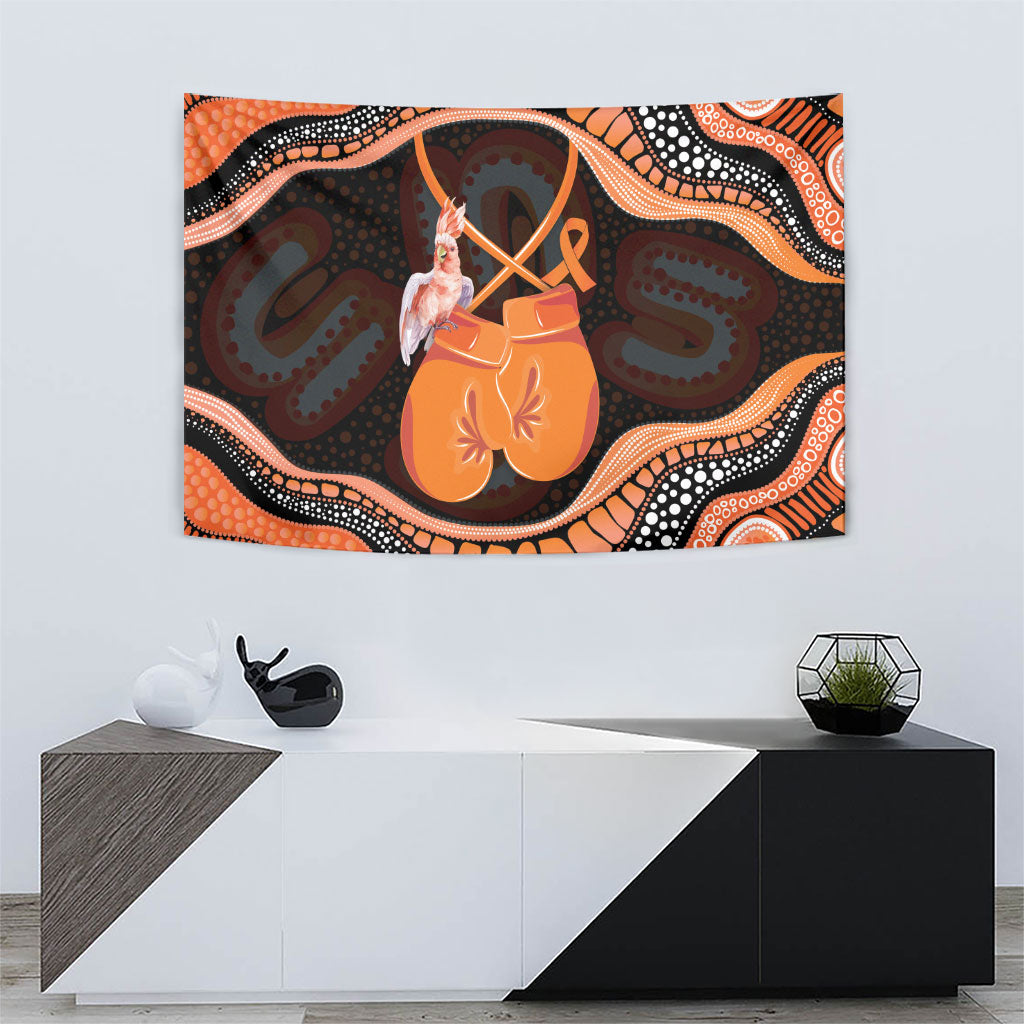 Australia Leukemia Support Tapestry Aussie Cockatoo Fight Boxing Gloves Aboriginal Art