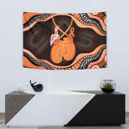 Australia Leukemia Support Tapestry Aussie Cockatoo Fight Boxing Gloves Aboriginal Art