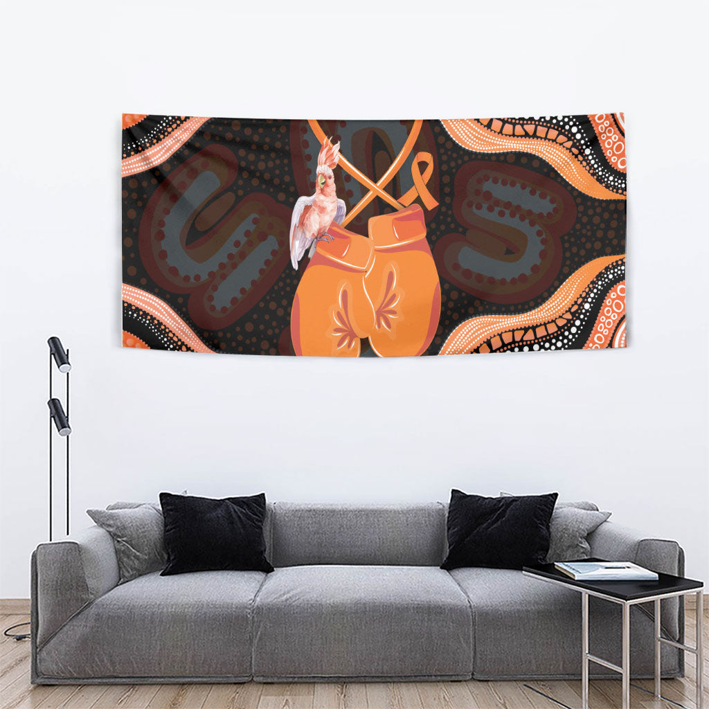 Australia Leukemia Support Tapestry Aussie Cockatoo Fight Boxing Gloves Aboriginal Art