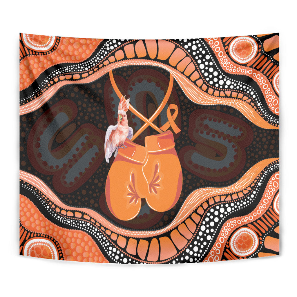 Australia Leukemia Support Tapestry Aussie Cockatoo Fight Boxing Gloves Aboriginal Art