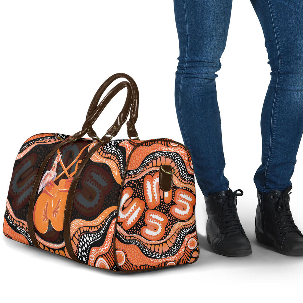 Australia Leukemia Support Travel Bag Aussie Cockatoo Fight Boxing Gloves Aboriginal Art