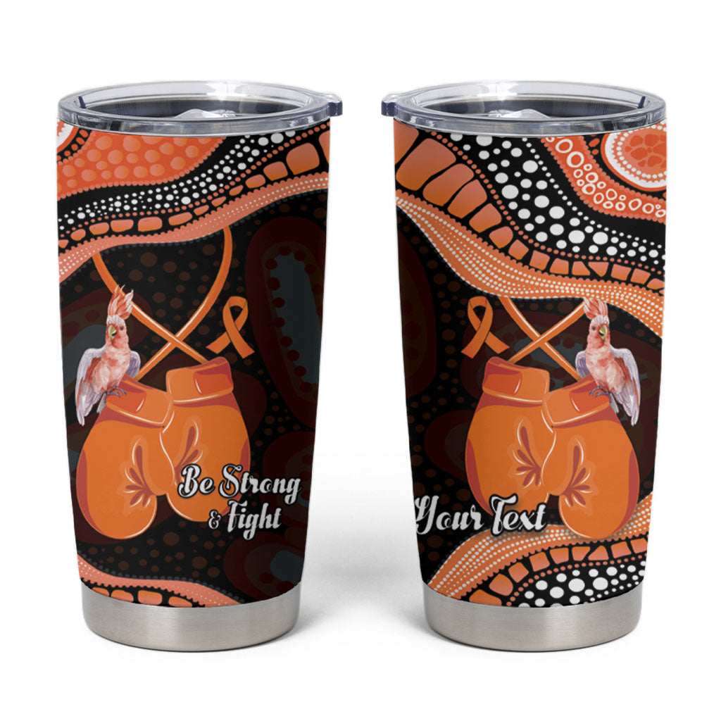 Personalised Australia Leukemia Support Tumbler Cup Aussie Cockatoo Fight Boxing Gloves Aboriginal Art