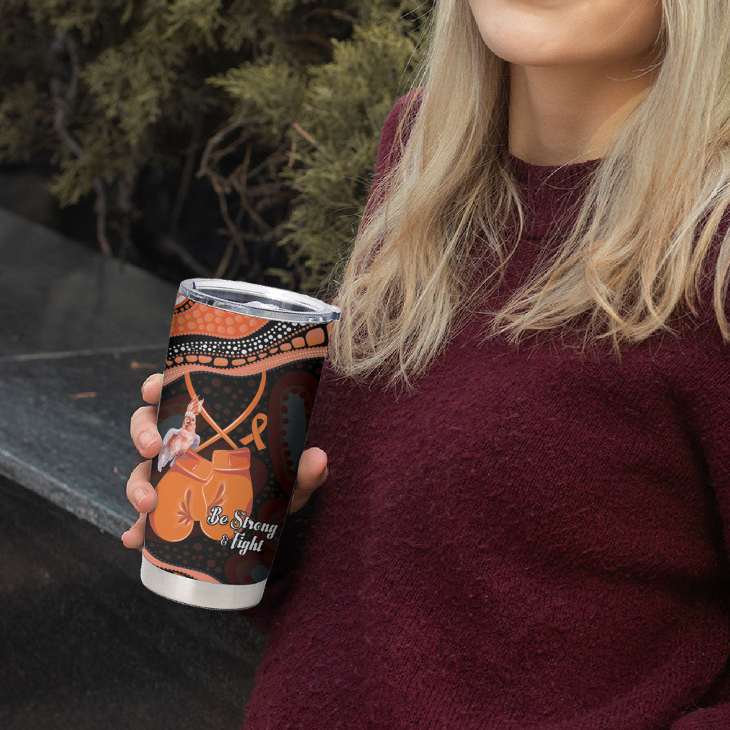 Personalised Australia Leukemia Support Tumbler Cup Aussie Cockatoo Fight Boxing Gloves Aboriginal Art