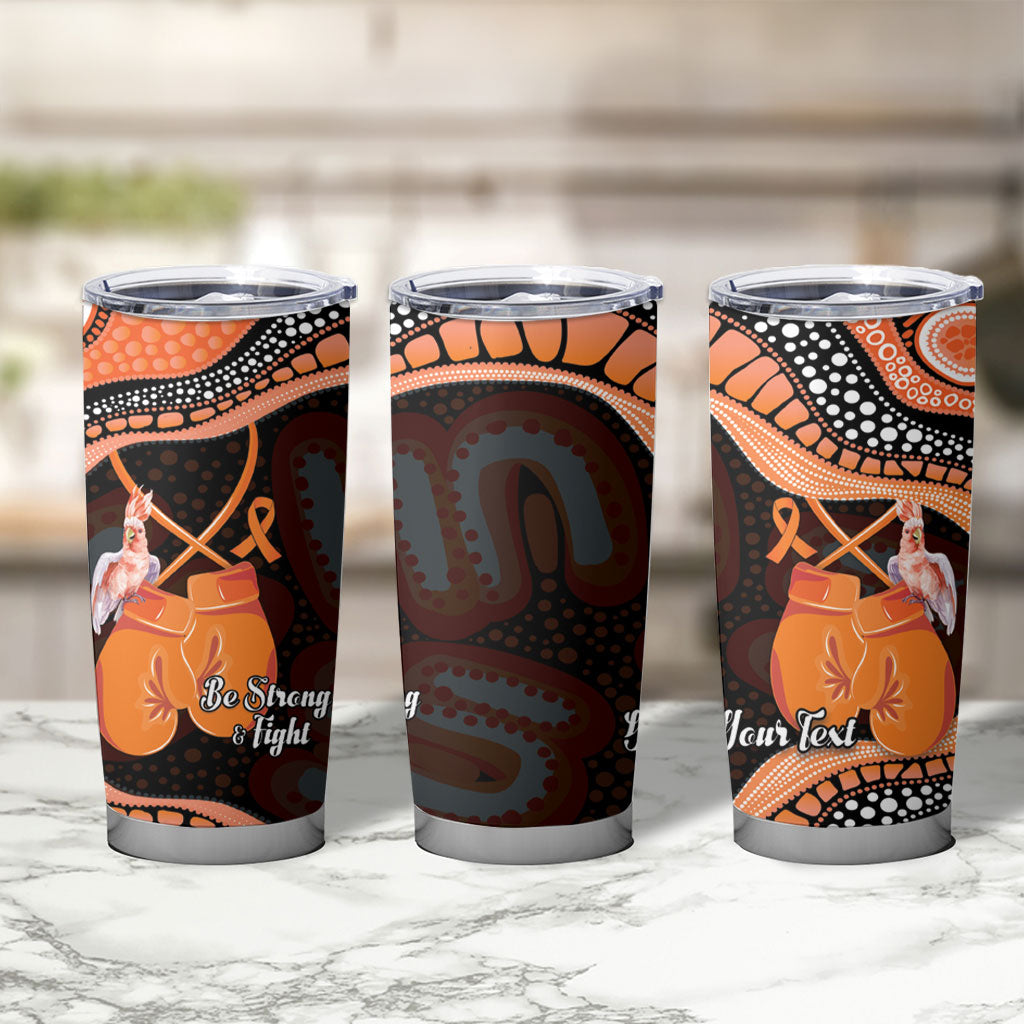 Personalised Australia Leukemia Support Tumbler Cup Aussie Cockatoo Fight Boxing Gloves Aboriginal Art
