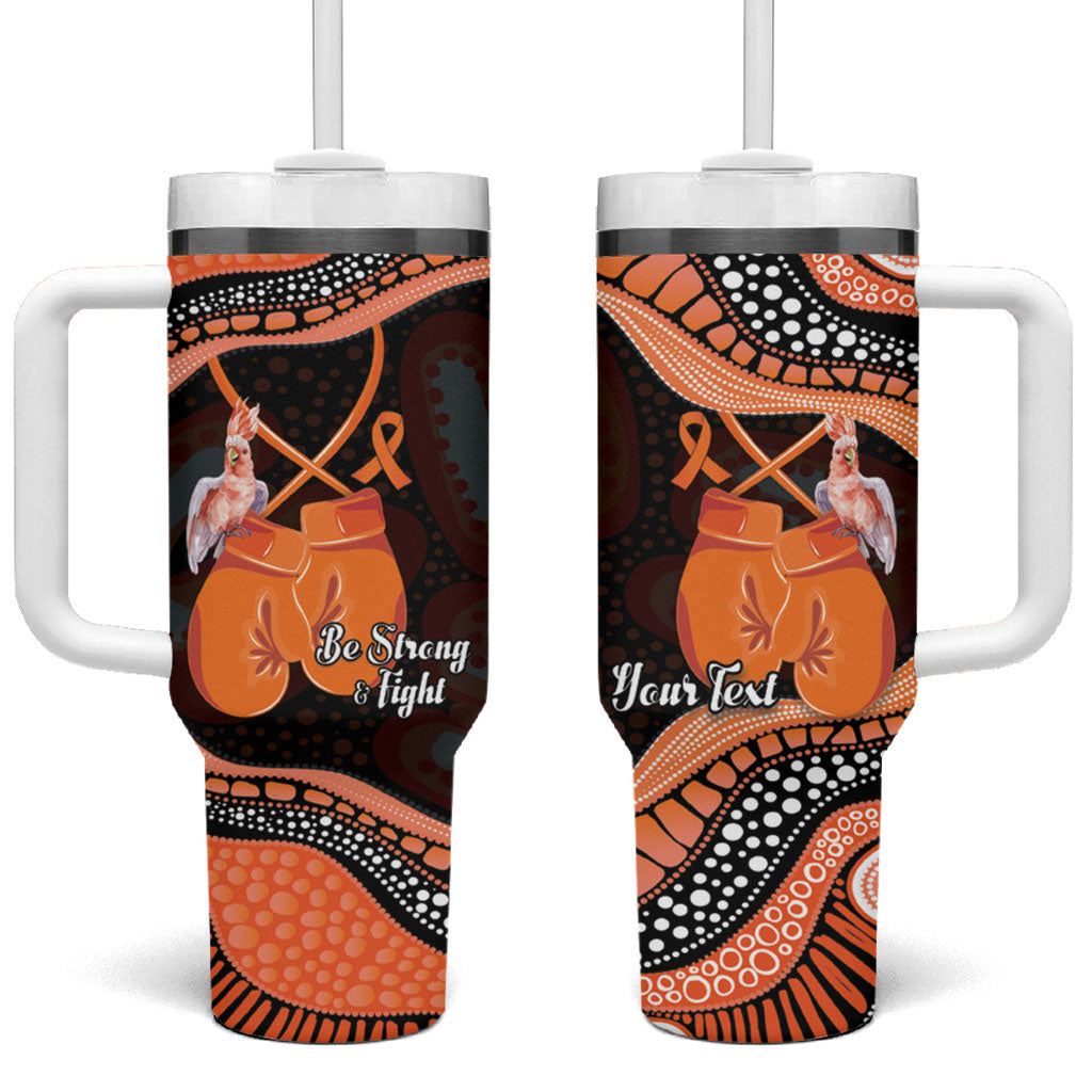 Personalised Australia Leukemia Support Tumbler With Handle Aussie Cockatoo Fight Boxing Gloves Aboriginal Art