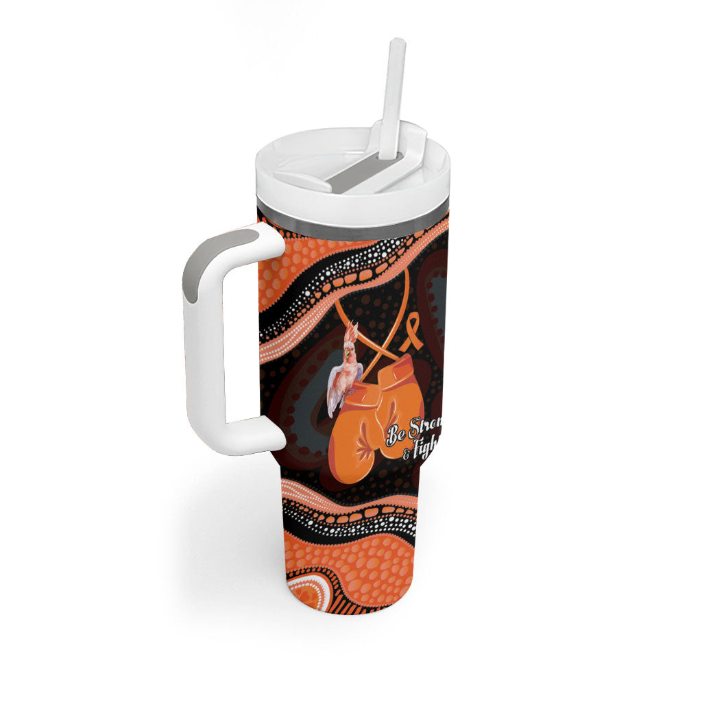 Personalised Australia Leukemia Support Tumbler With Handle Aussie Cockatoo Fight Boxing Gloves Aboriginal Art