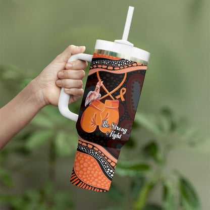 Personalised Australia Leukemia Support Tumbler With Handle Aussie Cockatoo Fight Boxing Gloves Aboriginal Art