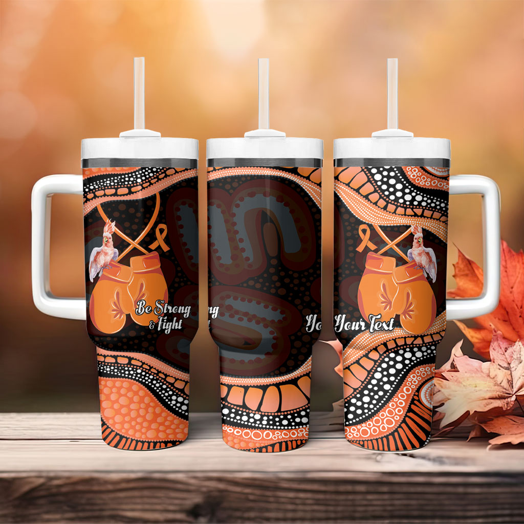 Personalised Australia Leukemia Support Tumbler With Handle Aussie Cockatoo Fight Boxing Gloves Aboriginal Art