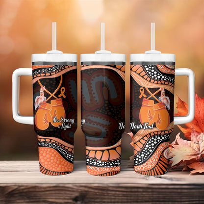 Personalised Australia Leukemia Support Tumbler With Handle Aussie Cockatoo Fight Boxing Gloves Aboriginal Art