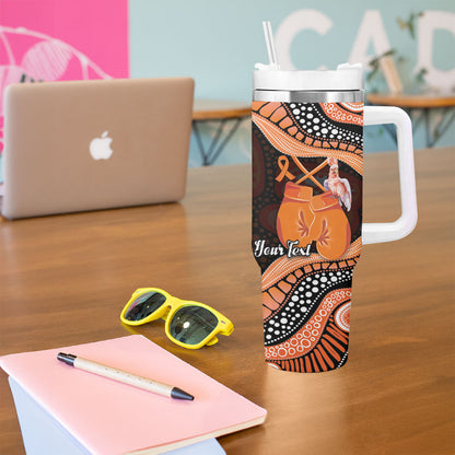 Personalised Australia Leukemia Support Tumbler With Handle Aussie Cockatoo Fight Boxing Gloves Aboriginal Art