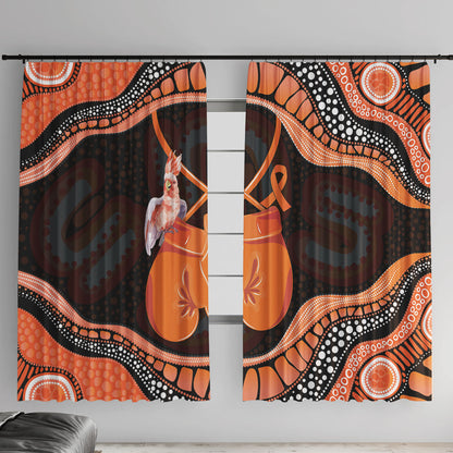 Australia Leukemia Support Window Curtain Aussie Cockatoo Fight Boxing Gloves Aboriginal Art