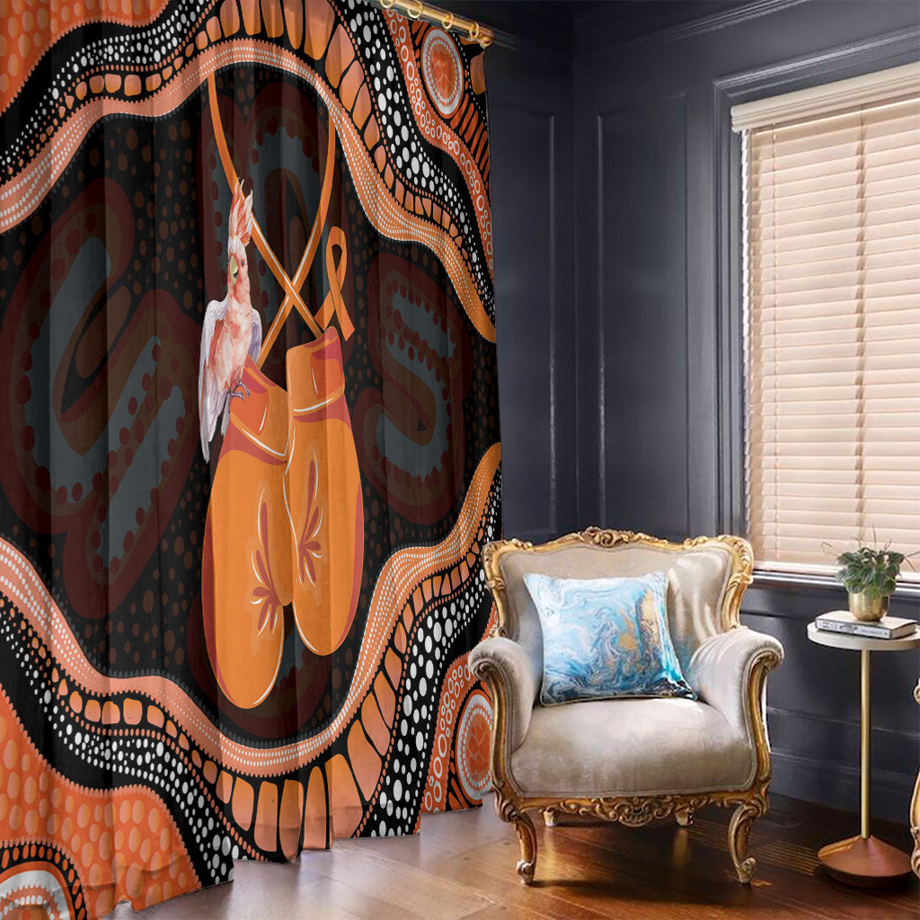 Australia Leukemia Support Window Curtain Aussie Cockatoo Fight Boxing Gloves Aboriginal Art