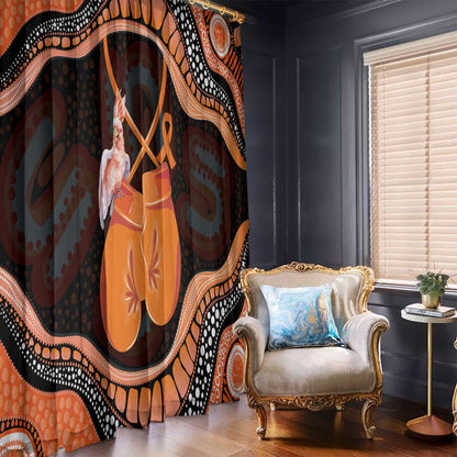 Australia Leukemia Support Window Curtain Aussie Cockatoo Fight Boxing Gloves Aboriginal Art