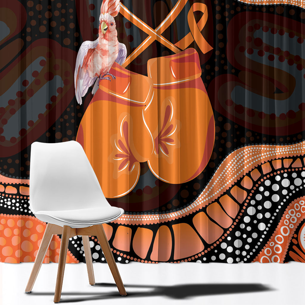 Australia Leukemia Support Window Curtain Aussie Cockatoo Fight Boxing Gloves Aboriginal Art