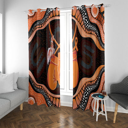 Australia Leukemia Support Window Curtain Aussie Cockatoo Fight Boxing Gloves Aboriginal Art