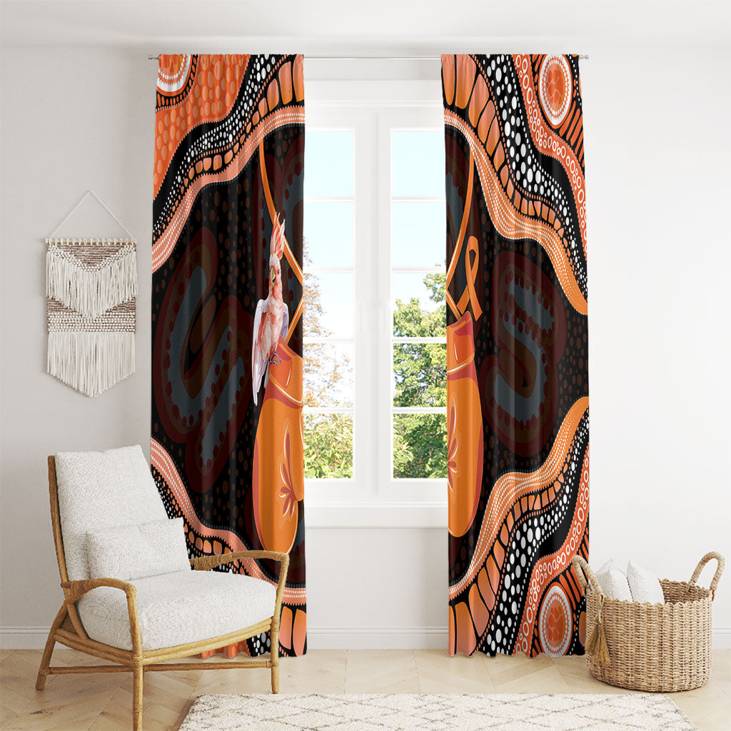 Australia Leukemia Support Window Curtain Aussie Cockatoo Fight Boxing Gloves Aboriginal Art