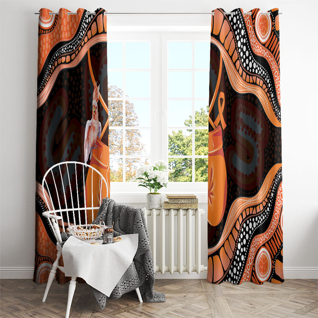 Australia Leukemia Support Window Curtain Aussie Cockatoo Fight Boxing Gloves Aboriginal Art