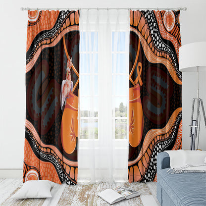 Australia Leukemia Support Window Curtain Aussie Cockatoo Fight Boxing Gloves Aboriginal Art