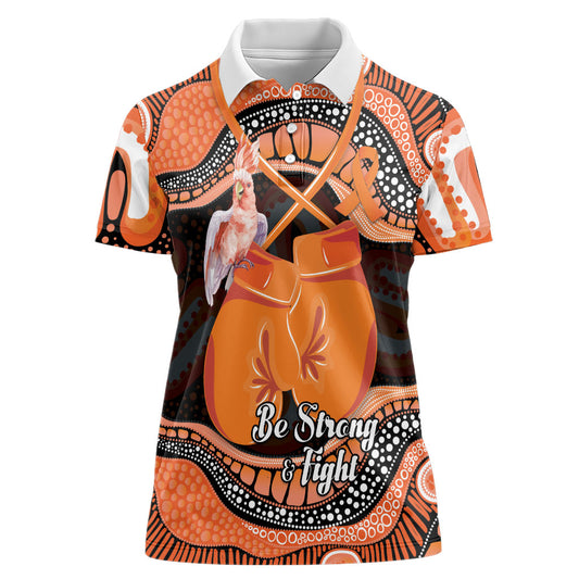 Personalised Australia Leukemia Support Women Polo Shirt Aussie Cockatoo Fight Boxing Gloves Aboriginal Art