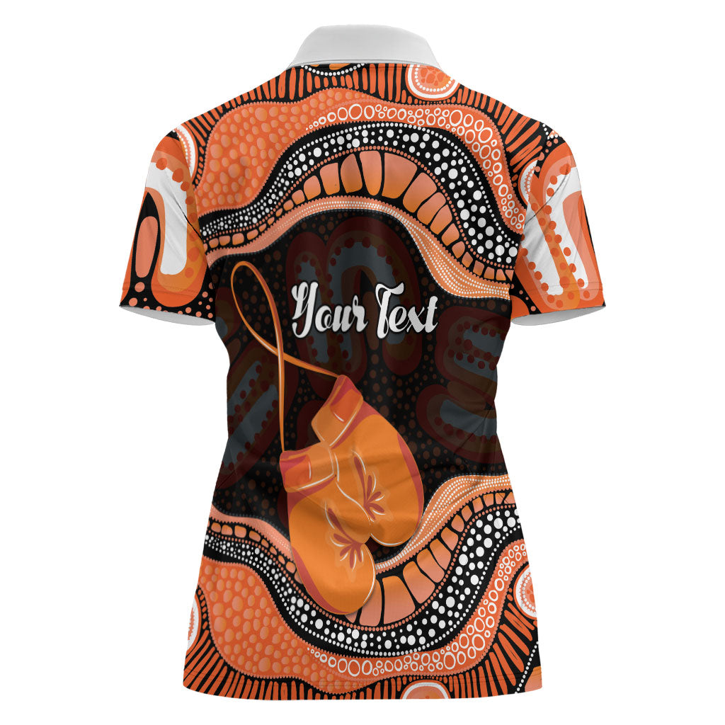 Personalised Australia Leukemia Support Women Polo Shirt Aussie Cockatoo Fight Boxing Gloves Aboriginal Art