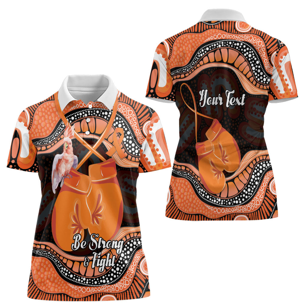 Personalised Australia Leukemia Support Women Polo Shirt Aussie Cockatoo Fight Boxing Gloves Aboriginal Art