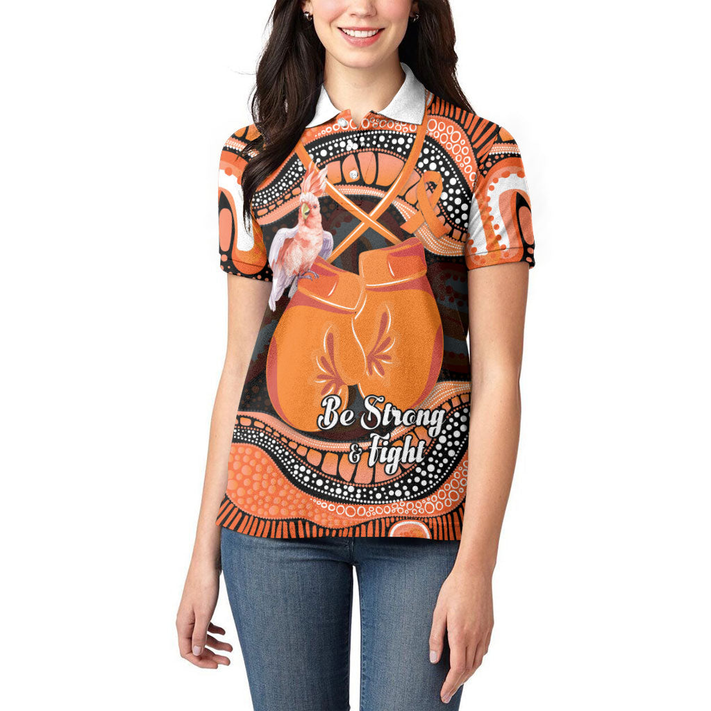 Personalised Australia Leukemia Support Women Polo Shirt Aussie Cockatoo Fight Boxing Gloves Aboriginal Art