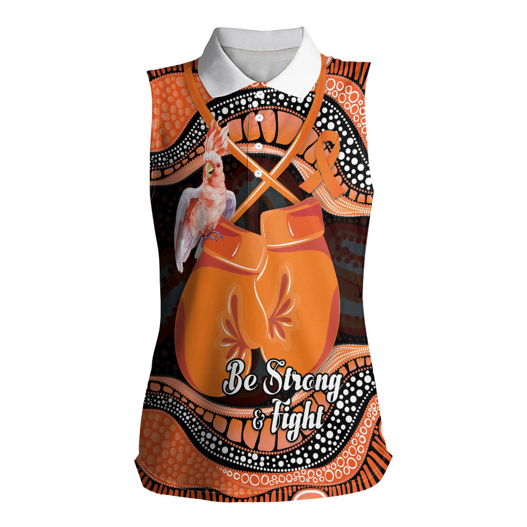 Personalised Australia Leukemia Support Women Sleeveless Polo Shirt Aussie Cockatoo Fight Boxing Gloves Aboriginal Art