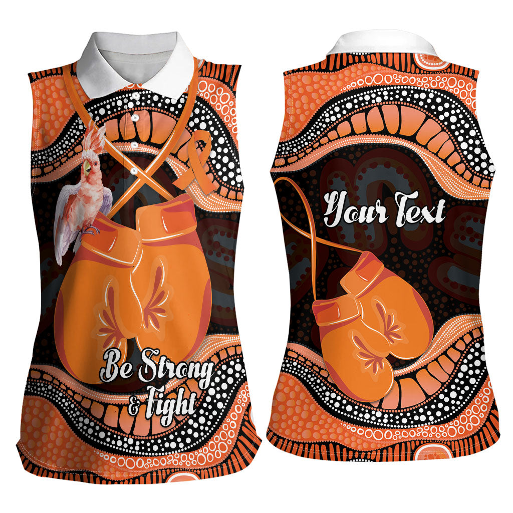 Personalised Australia Leukemia Support Women Sleeveless Polo Shirt Aussie Cockatoo Fight Boxing Gloves Aboriginal Art