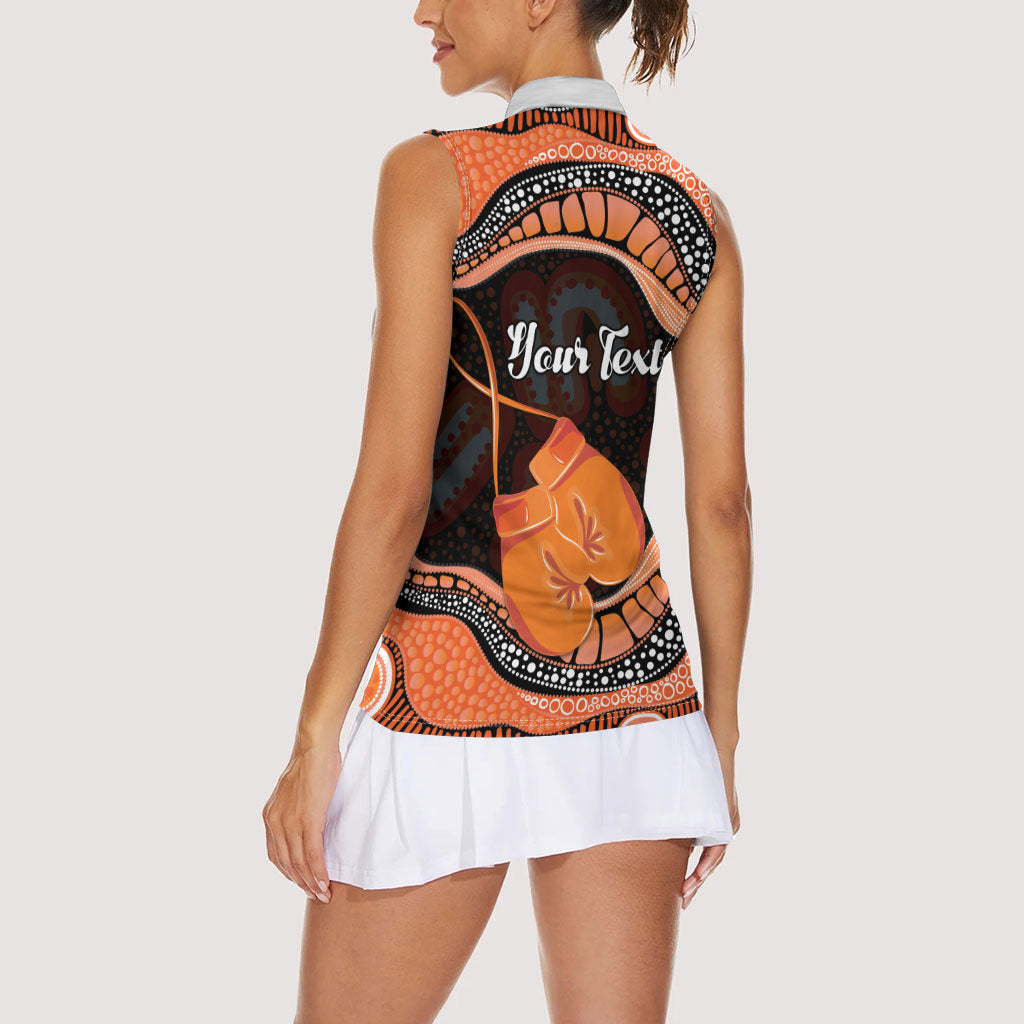 Personalised Australia Leukemia Support Women Sleeveless Polo Shirt Aussie Cockatoo Fight Boxing Gloves Aboriginal Art
