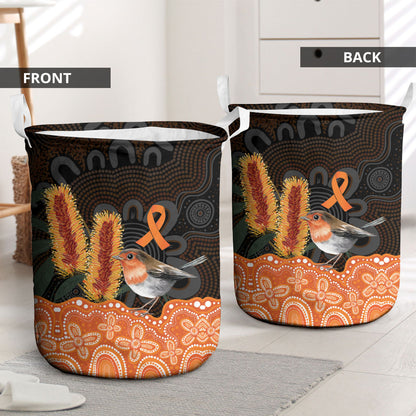 Australia Leukemia Support Laundry Basket Flame Robin Bottlebrush Aboriginal Art