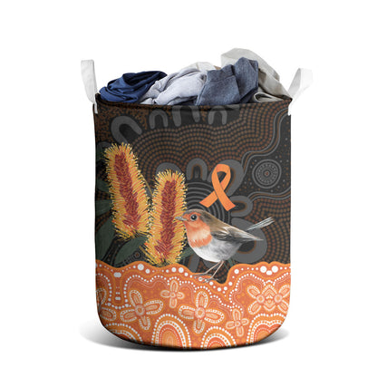 Australia Leukemia Support Laundry Basket Flame Robin Bottlebrush Aboriginal Art