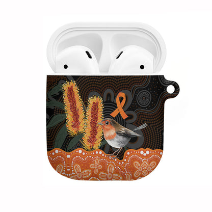 Australia Leukemia Support AirPods Case Flame Robin Bottlebrush Aboriginal Art