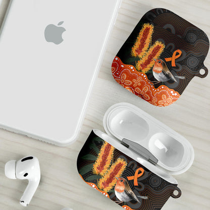 Australia Leukemia Support AirPods Case Flame Robin Bottlebrush Aboriginal Art