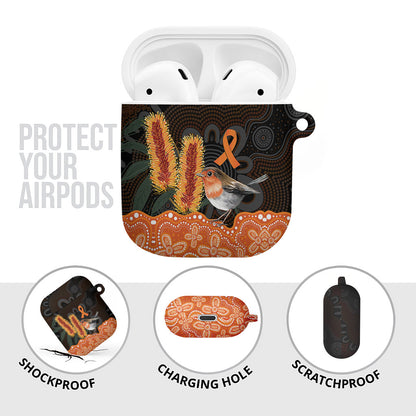 Australia Leukemia Support AirPods Case Flame Robin Bottlebrush Aboriginal Art