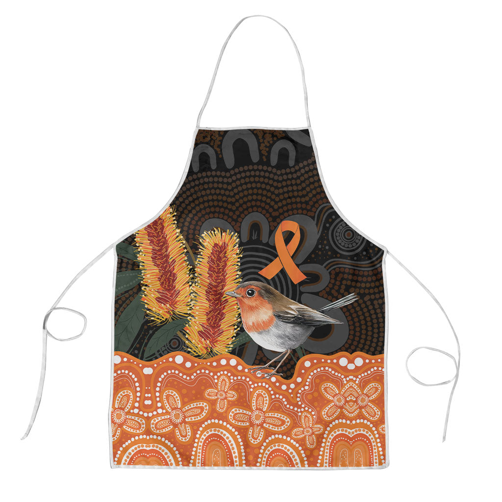 Australia Leukemia Support Apron Flame Robin Bottlebrush Aboriginal Art