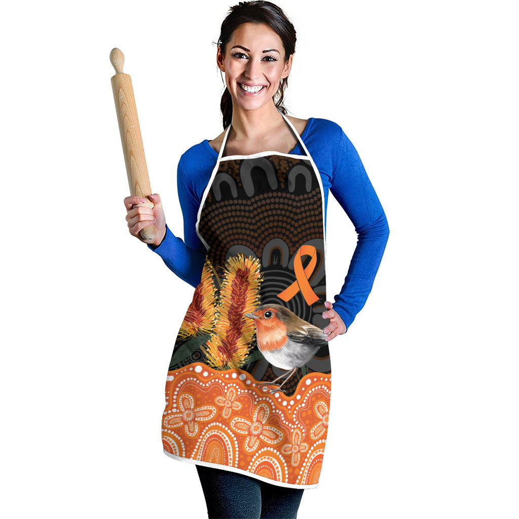 Australia Leukemia Support Apron Flame Robin Bottlebrush Aboriginal Art