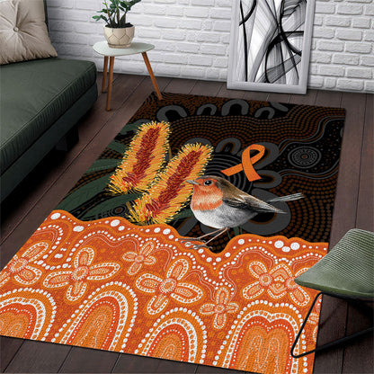 Australia Leukemia Support Area Rug Flame Robin Bottlebrush Aboriginal Art