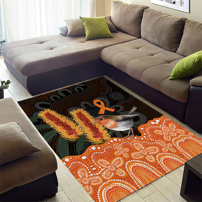 Australia Leukemia Support Area Rug Flame Robin Bottlebrush Aboriginal Art