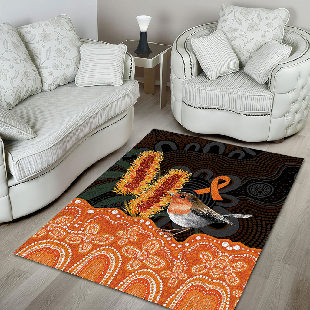 Australia Leukemia Support Area Rug Flame Robin Bottlebrush Aboriginal Art