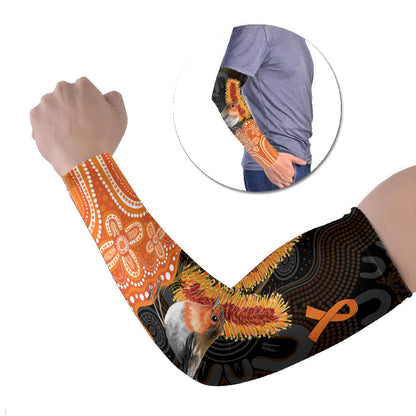 Australia Leukemia Support Arm Sleeves Flame Robin Bottlebrush Aboriginal Art