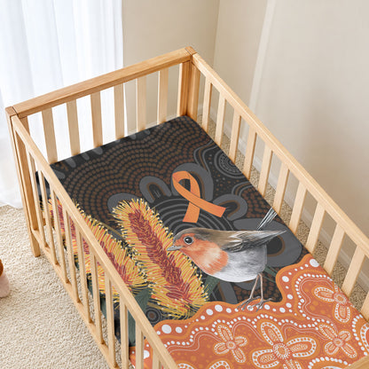 Australia Leukemia Support Baby Bed Cover Flame Robin Bottlebrush Aboriginal Art