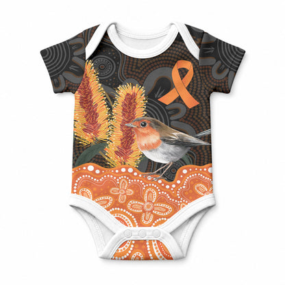 Australia Leukemia Support Baby Onesie Flame Robin Bottlebrush Aboriginal Art