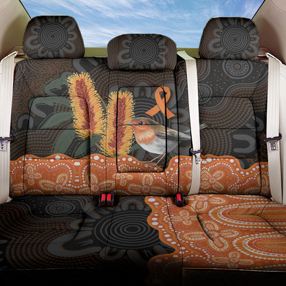 Australia Leukemia Support Back Car Seat Cover Flame Robin Bottlebrush Aboriginal Art